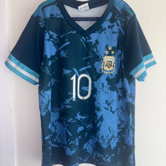 Messi 2021 Argentina #10 Leo Copa-American Away Kids Soccer Jersey Size 24 (6-7) - Picture 2 of 8